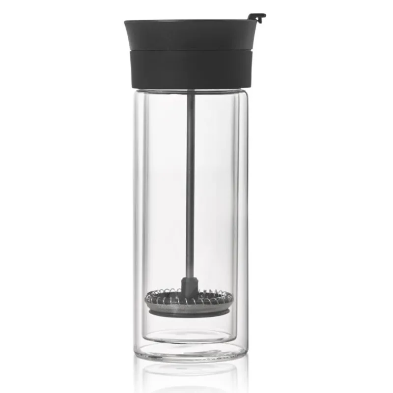 AdHoc Doppelwandiger French-Press Kaffeebecher Thermo-Glass- Unterwegs