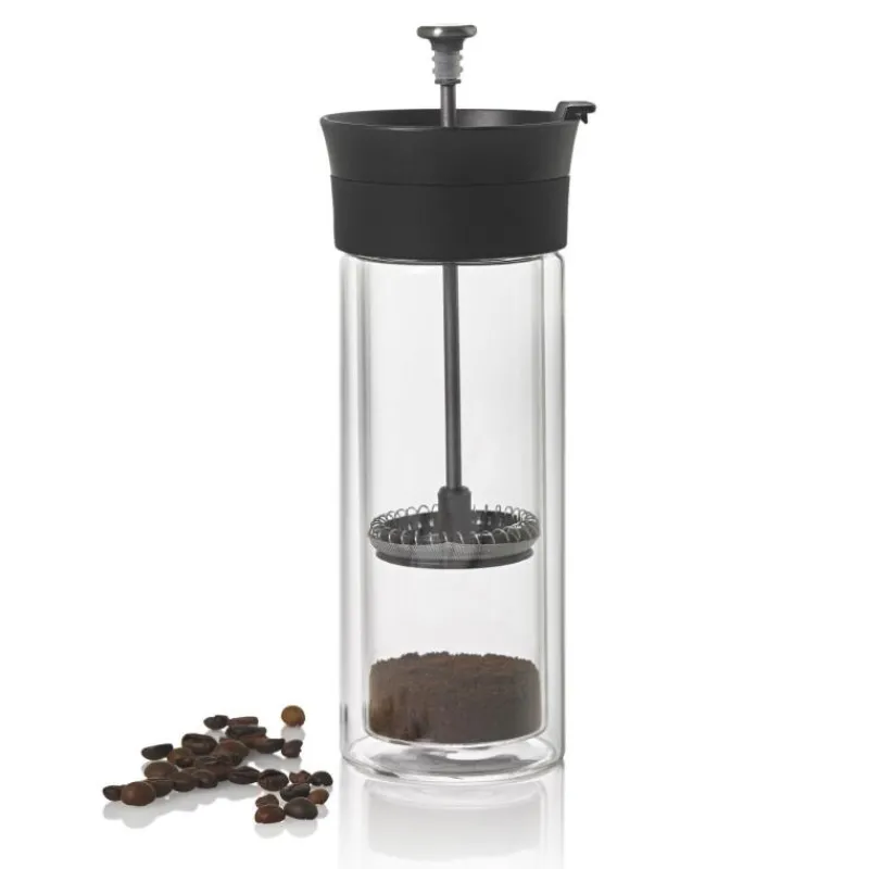 AdHoc Doppelwandiger French-Press Kaffeebecher Thermo-Glass- Unterwegs
