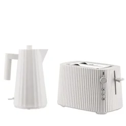 Alessi Wasserkocher und Toaster Plissé Weiß- Kochgeschirr