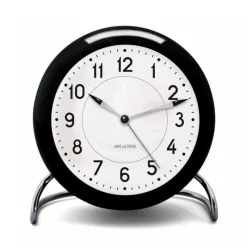 Arne Jacobsen Wecker Station Schwarz Weiß- Uhren & Wetterstationen