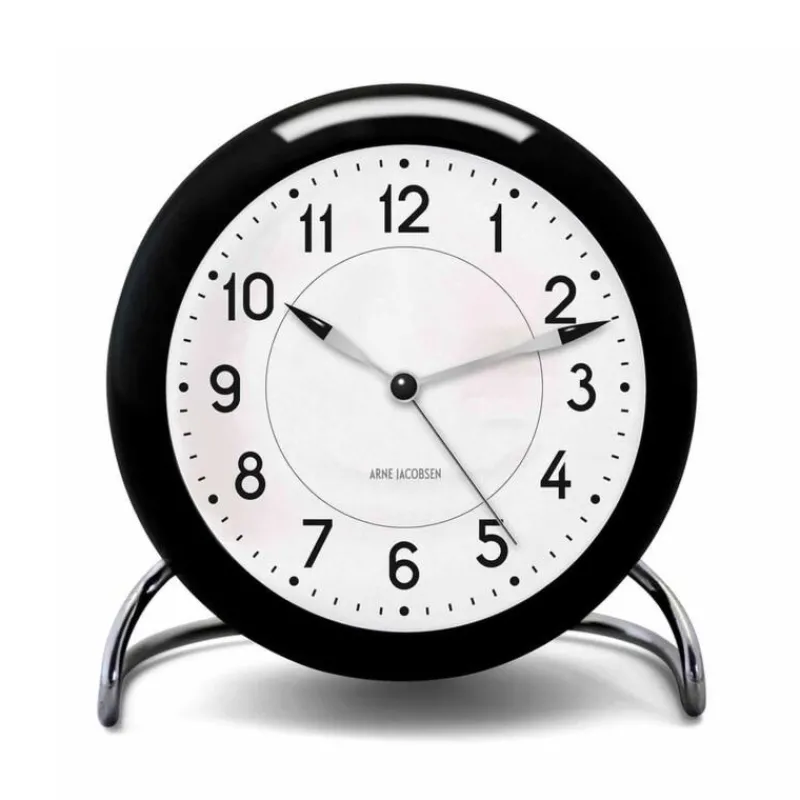 Arne Jacobsen Wecker Station Schwarz Weiß- Uhren & Wetterstationen
