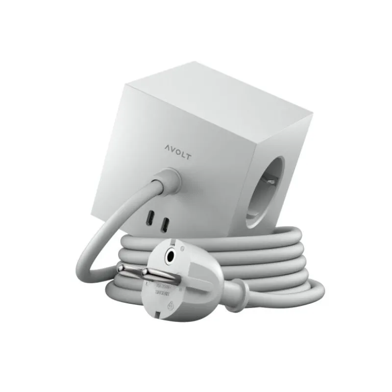 Avolt Mehrfachstecker Square 1 USB-C & Magnet Grau- Wohnaccessoires