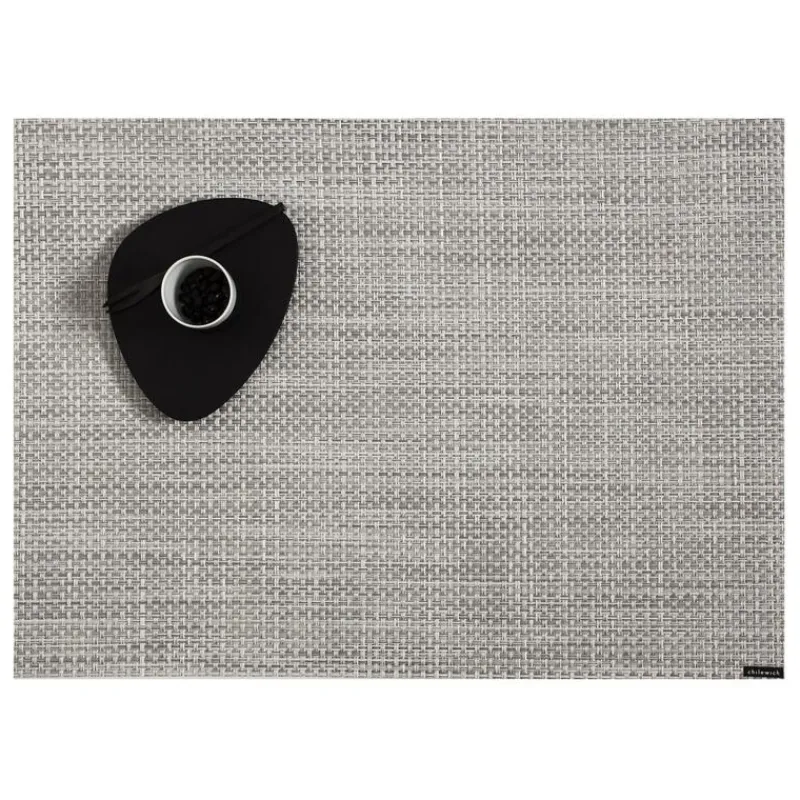 Chilewich Tischset Basketweave Rectangle White Silver- Tischsets