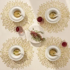 Chilewich Tischset Pressed Vinyl Bloom Round Gilded- Tischsets