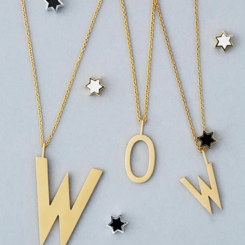 Design Letters Charm Stern Emaille Weiß Sterlingsilber- Schmuck