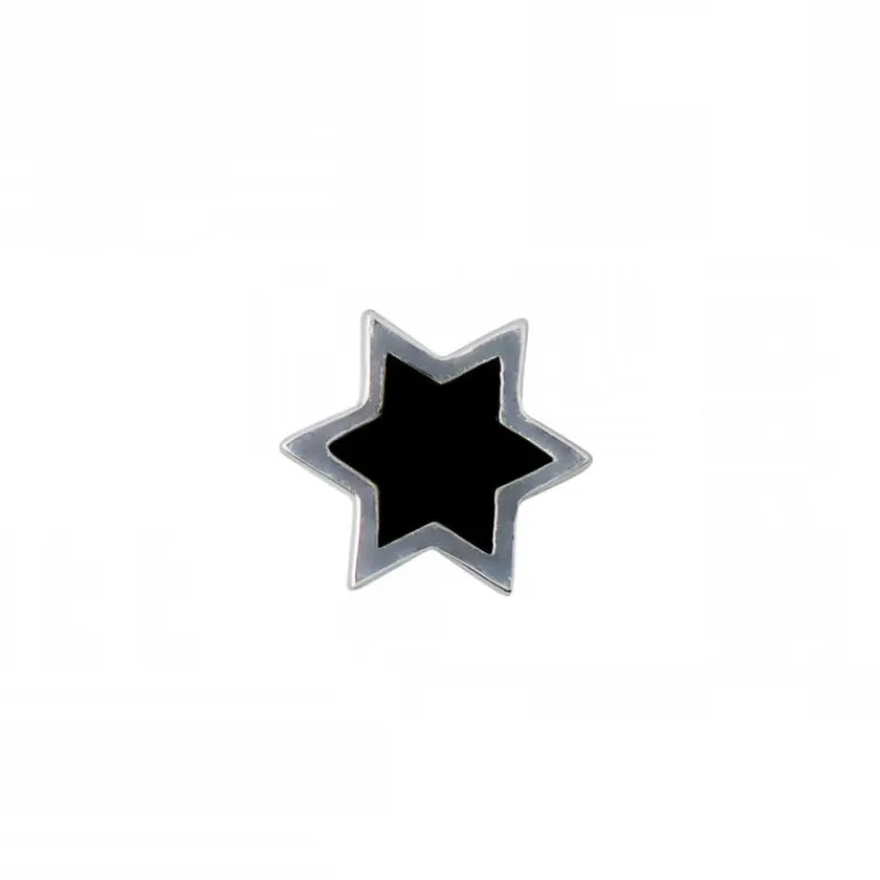 Design Letters Charm Stern Emaille Schwarz Sterlingsilber- Schmuck