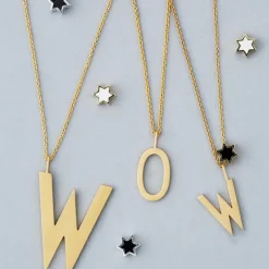 Design Letters Charm Stern Emaille Schwarz Sterlingsilber- Schmuck