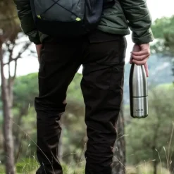 FLSK Trinkflasche mit Becher Edelstahl Gebürstet 700 ml- Unterwegs