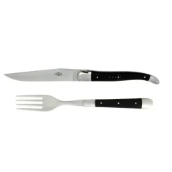 Forge de Laguiole Tafelmesser und -gabel 2-teilig Ebenholz- Besteck (2)