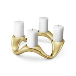 Georg Jensen Cobra Stumpenkerzenhalter Rund Goldfarben- Kerzenhalter