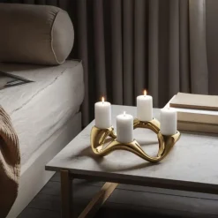 Georg Jensen Cobra Stumpenkerzenhalter Rund Goldfarben- Kerzenhalter