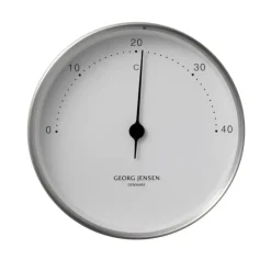 Georg Jensen Thermometer Koppel Edelstahl Ziffernblatt Weiß 10 cm- Uhren & Wetterstationen