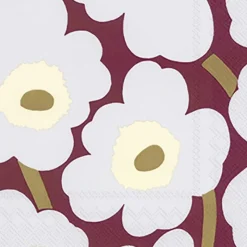 IHR Ideal Home Range Lunch Servietten Unikko Bordeaux 33 x 33 cm- Servietten