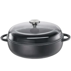 Küchenprofi Provence Bauernpfanne mit Glasdeckel Schwarz 28 cm- Kochgeschirr