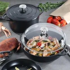 Küchenprofi Provence Bauernpfanne mit Glasdeckel Schwarz 28 cm- Kochgeschirr