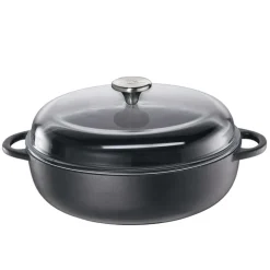 Küchenprofi Provence Bauernpfanne mit Glasdeckel Schwarz 24 cm- Kochgeschirr