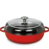 Küchenprofi Provence Bauernpfanne mit Glasdeckel Rot 24 cm- Kochgeschirr