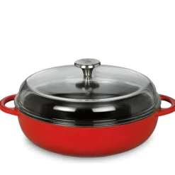 Küchenprofi Provence Bauernpfanne mit Glasdeckel Rot 24 cm- Kochgeschirr