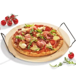 Küchenprofi Runder Pizza-Stein mit Gestell- Küchenhelfer