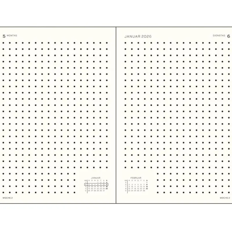 Leuchtturm1917 Tageskalender 2026 Dotted Medium A5 Hardcover Dusty Rose- Schreibwaren