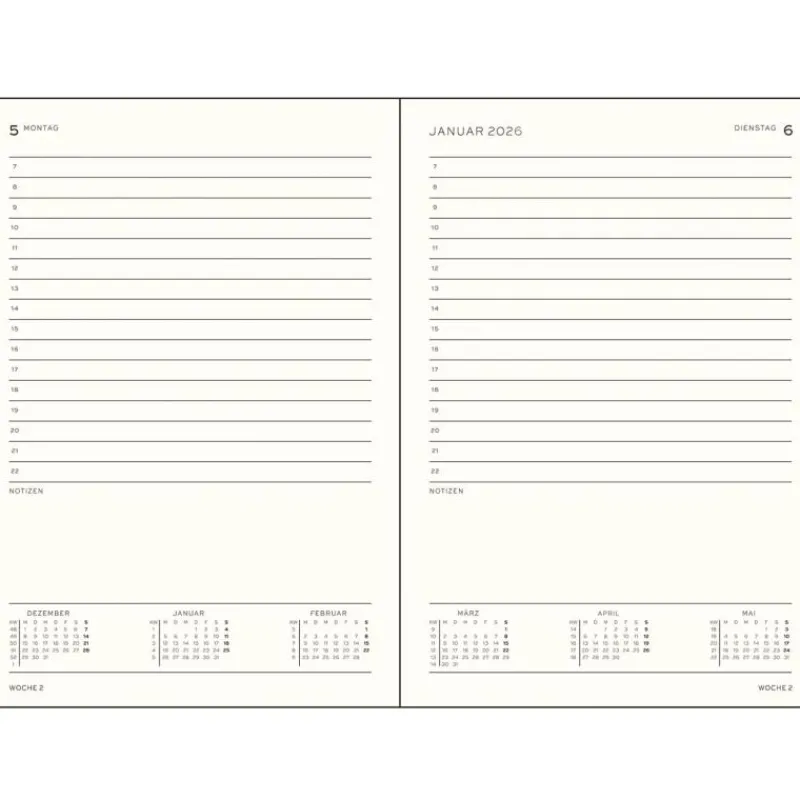 Leuchtturm1917 Tageskalender 2026 Medium A5 Hardcover Schwarz- Schreibwaren