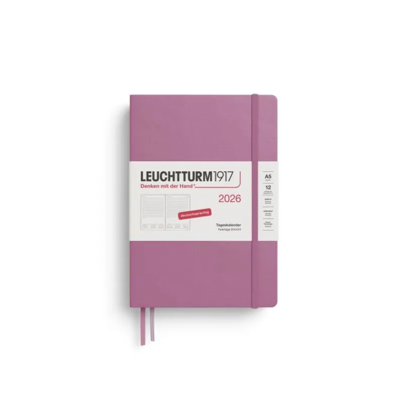 Leuchtturm1917 Tageskalender 2026 Medium A5 Hardcover Dusty Rose- Schreibwaren