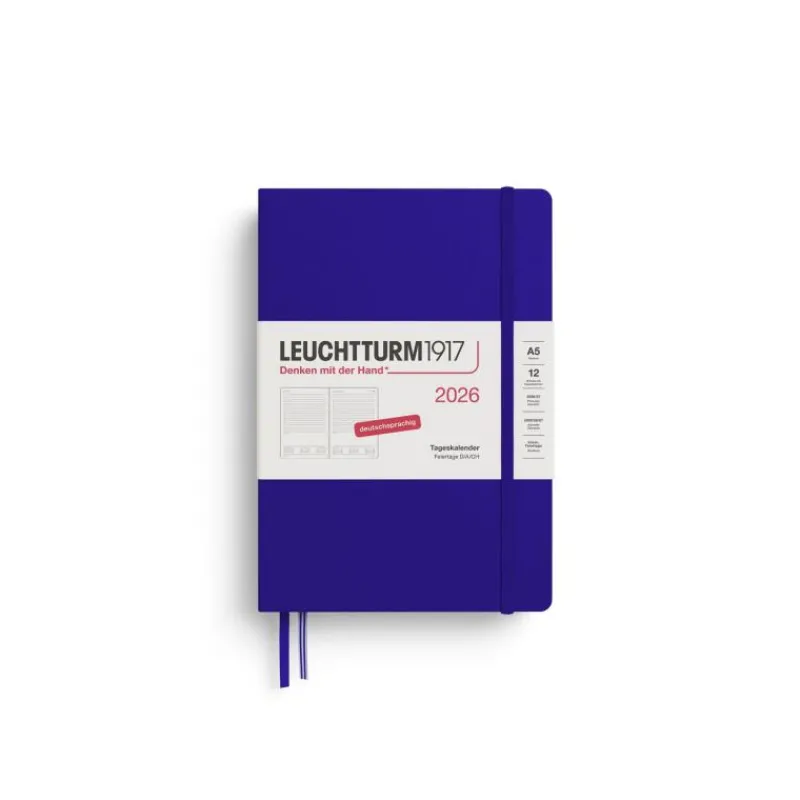 Leuchtturm1917 Tageskalender 2026 Medium A5 Hardcover Ink- Schreibwaren