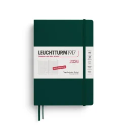 Leuchtturm1917 Tageskalender 2026 Dotted Medium A5 Hardcover Forest Green- Schreibwaren