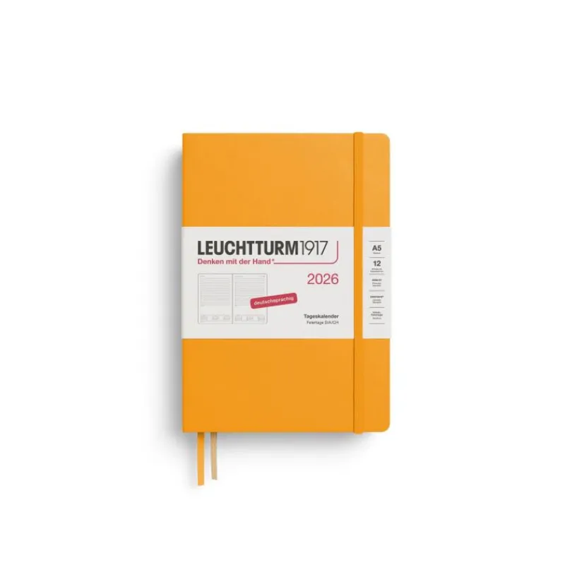 Leuchtturm1917 Tageskalender 2026 Medium A5 Hardcover Rising Sun- Schreibwaren