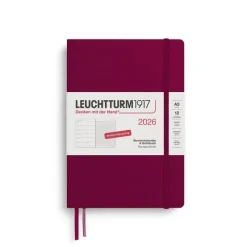 Leuchtturm1917 Wochenkalender 2026 & Notizbuch Medium A5 Hardcover Port Red- Schreibwaren