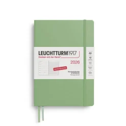 Leuchtturm1917 Wochenkalender 2026 & Notizbuch Medium A5 Hardcover Salbei- Schreibwaren