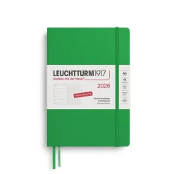Leuchtturm1917 Wochenkalender 2026 & Notizbuch Dotted Medium A5 Hardcover Spring Leaf- Schreibwaren
