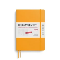 Leuchtturm1917 Wochenkalender 2026 & Notizbuch Dotted Medium A5 Hardcover Rising Sun- Schreibwaren