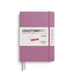 Leuchtturm1917 Wochenkalender 2026 & Notizbuch Dotted Medium A5 Hardcover Dusty Rose- Schreibwaren