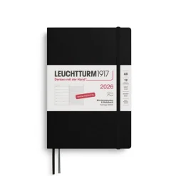 Leuchtturm1917 Wochenkalender 2026 & Notizbuch Medium A5 Softcover Schwarz- Schreibwaren