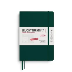 Leuchtturm1917 Wochenkalender 2026 & Notizbuch Dotted Medium A5 Hardcover Forest Green- Schreibwaren