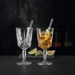 Nachtmann Noblesse Cocktail/-Weinglas 2er Set mit vier Glastrinkhalmen- Universalweingläser