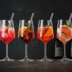 Nachtmann Tastes Good Cocktail-Spritz-Glas 4er Set mit Glastrinkhalmen- Universalweingläser