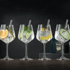 Nachtmann Tastes Good Gin & Tonic-Glas mit Glastrinkhalm 4er Set- Spirituosengläser