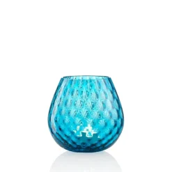 NasonMoretti Windlicht Macrame 12 cm Aquamarin- Kerzenhalter