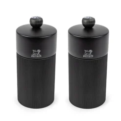 Peugeot Night Chic Line Duo Pfeffer- und Salzmühle Mattschwarz 12 cm mit Edelstahltrichter- Küchenhelfer