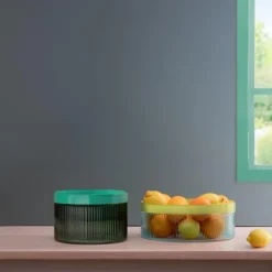 REMEMBER Glasschale Groove Blau- Aufbewahrung (3)