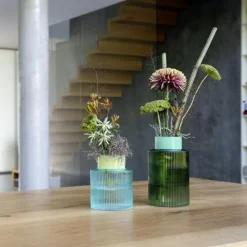 REMEMBER Glasvase Groove S Blau- Vasen