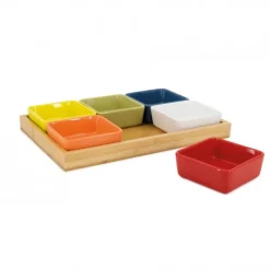 REMEMBER Schalenset Bunt mit Holztablett 7-teilig- Geschirr (3)