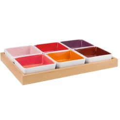 REMEMBER Schalenset Rot mit Holztablett 7-teilig- Geschirr (3)