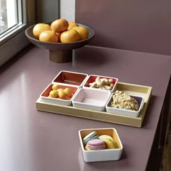 REMEMBER Schalenset Rot mit Holztablett 7-teilig- Geschirr (3)