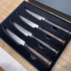 Ryoma Damast-Steakmesser mit Ebenholzgriff 4er Set- Koch- & Küchenmesser