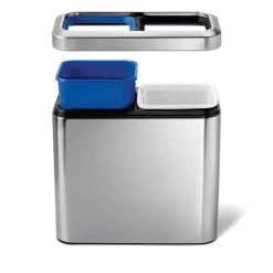 simplehuman Offener Abfalleimer mit Doppelfach 20 l Edelstahl- Aufbewahrung (3)