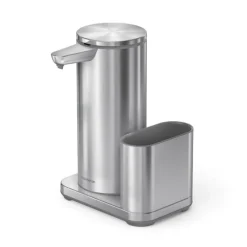 simplehuman Wiederaufladbarer Sensorspender mit Caddy Edelstahl Gebürstet 414 ml- Küchenhelfer