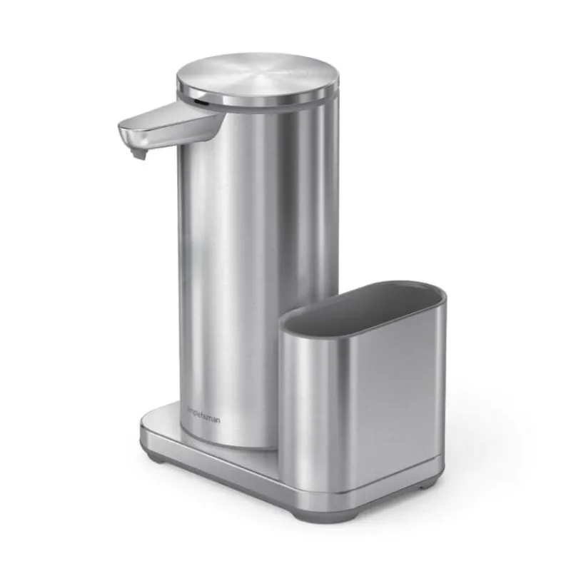 simplehuman Wiederaufladbarer Sensorspender mit Caddy Edelstahl Gebürstet 414 ml- Küchenhelfer